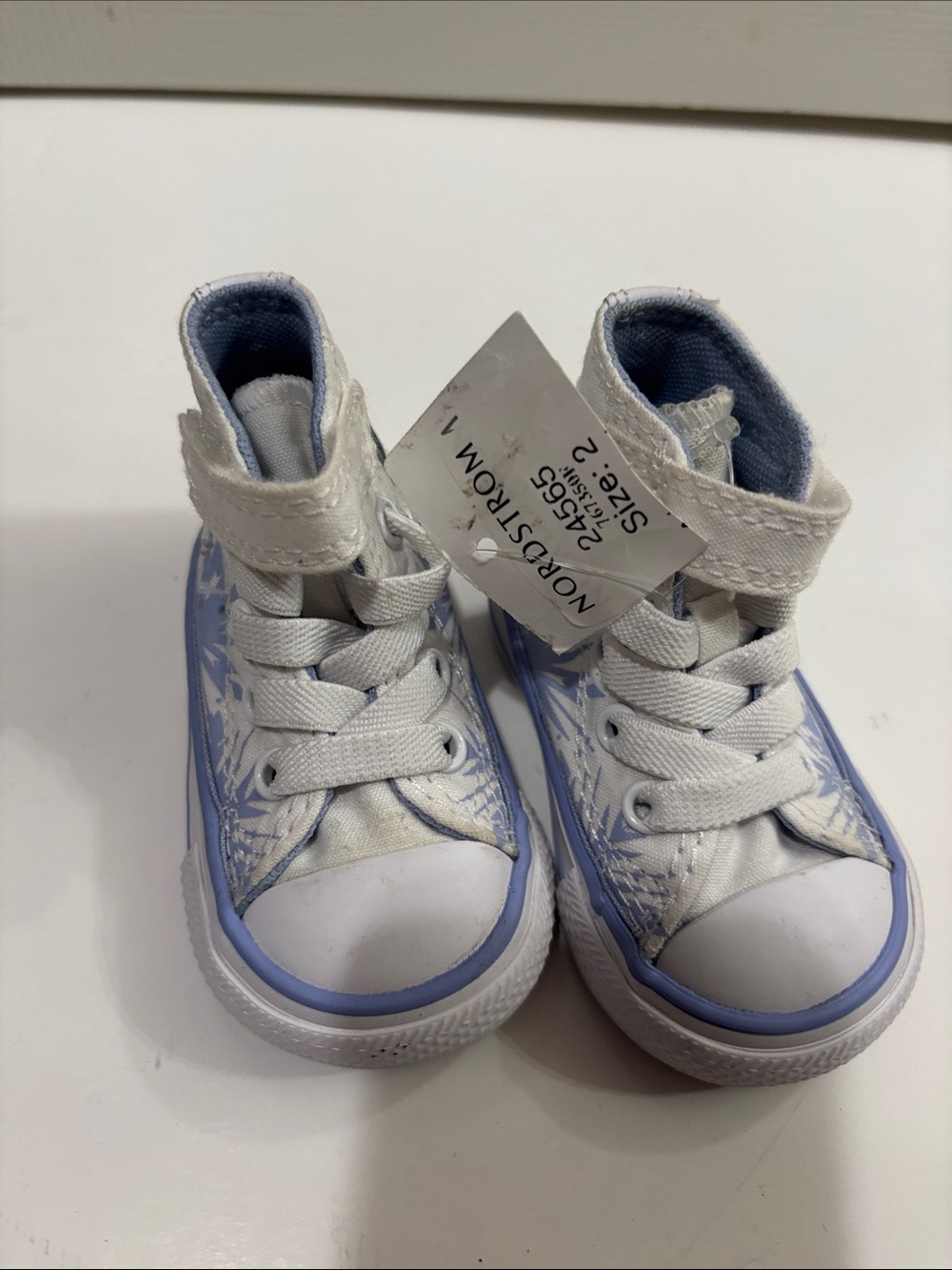 Converse Kids High-Top Sneakers in Light Blue and White with Floral Accent
